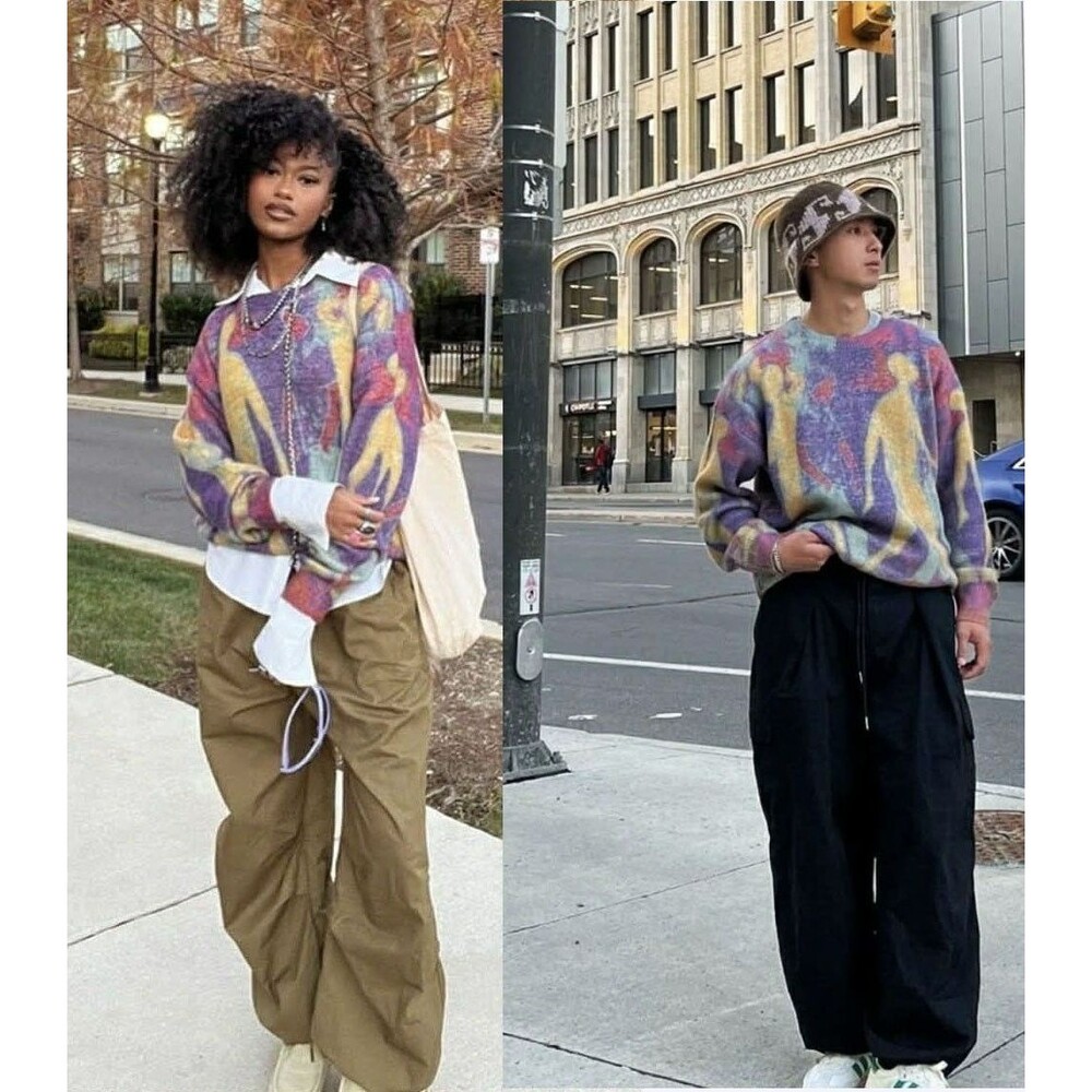 Aelfric Eden Sweater Large multi-color Unisex Knit Relaxed Maximalist Bold Artsy